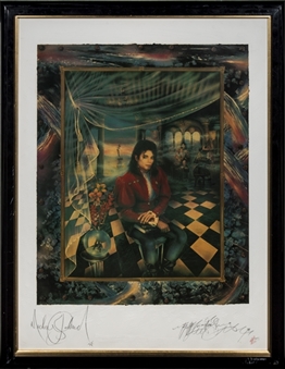 Michael Jackson Signed Brett-Livingstone Strong "The Book" Lithograph Also Signed By Strong In 34-x43 Framed Display (AP 3/5) (Beckett)